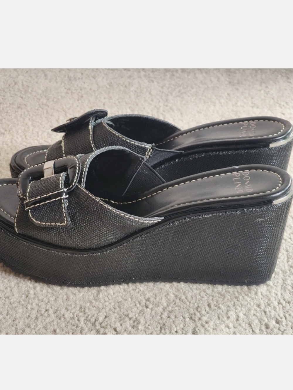 Donald Pliner Women's Ivor Raffia Wedge Sandal Size 7.5M Black New Without Box - Picture 9 of 16